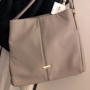 Anne Klein Gray Pebble Leather Shoulder Bag NWT